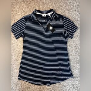 NEW! Women's Navy Striped Polo FootJoy Shirt- size Small